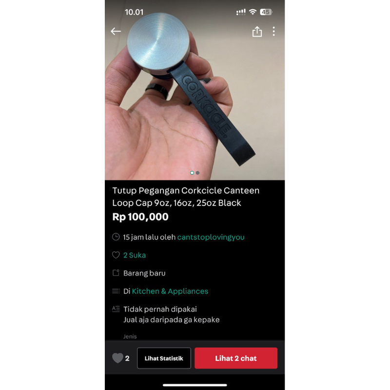 Tutup Pegangan Corkcicle Canteen Loop Cap 9oz, 160z, 25oz Black