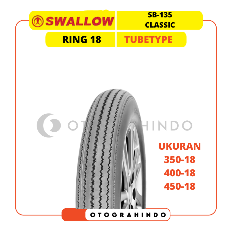 BAN LUAR MOTOR CLASSIC SWALLOW SB-135 CLASSIC RING 18 UKURAN 350 400 450 TUBETYPE BAN MOTOR KLASIK