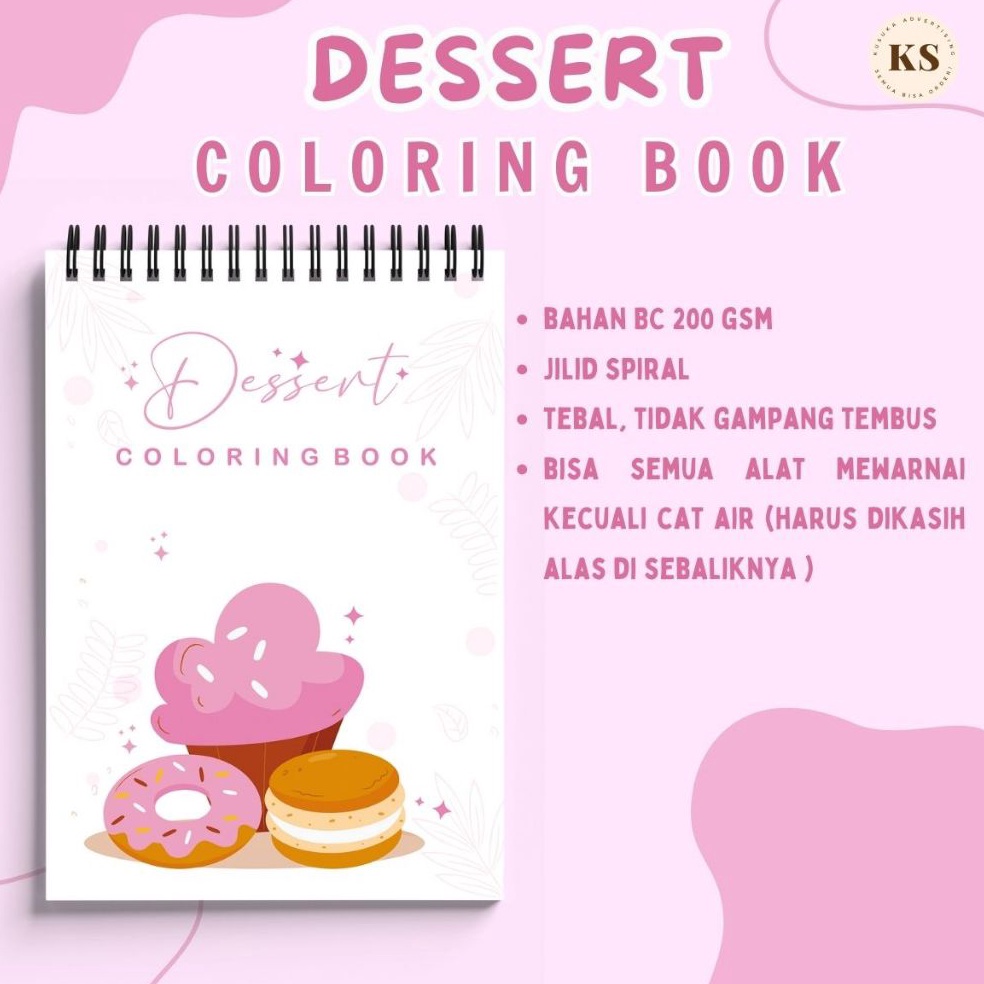 

KODE Y12H Dessert Coloring Book Buku Mewarnai Makanan Cozy Healing Book Untuk Remaja Anak Anak BC Tebal