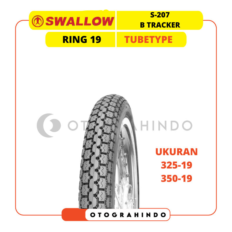 BAN LUAR MOTOR SWALLOW S-207 B TRACKER RING 19 NON TUBELESS UKURAN 325 350 TUBETYPE BAN MOTOR KLASIK