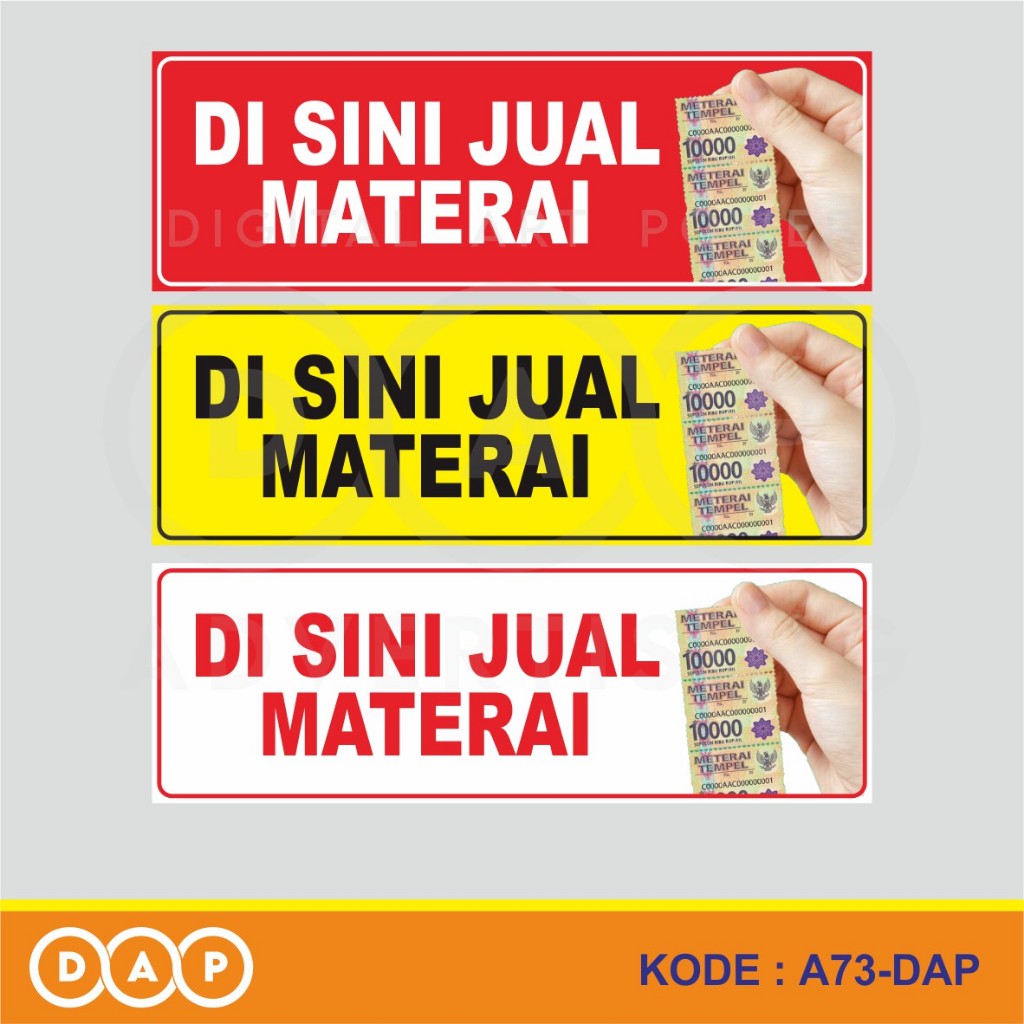 

A73 - Acrylic Sign, Stiker Akrilik Di Sini Ada Jual Materai, Tahan Air, Termurah, dan Bisa Custom