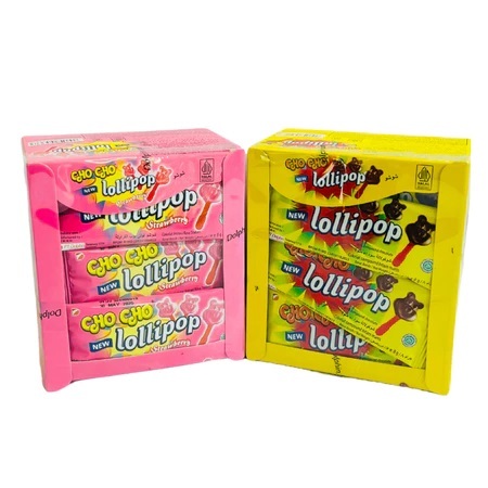 

( Perbox Isi 24 ) Cho Cho Lolipop Chocolate / Cho Cho Lolipop Strawberry