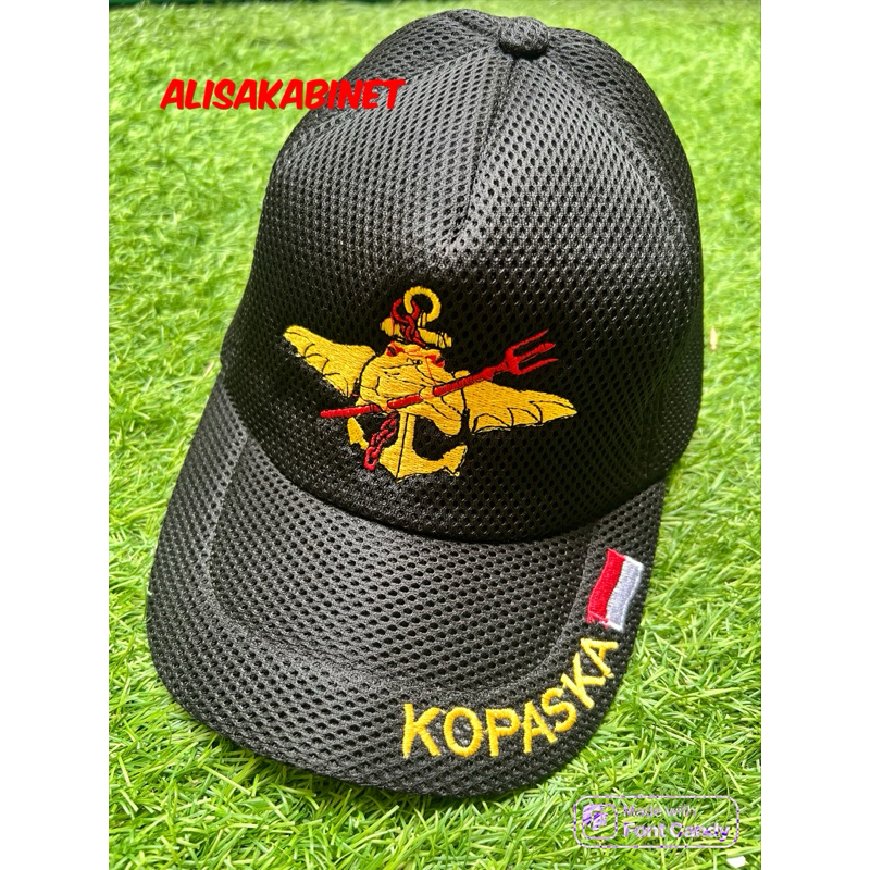 Topi KOPASKA TNI AL Hitam Jaring