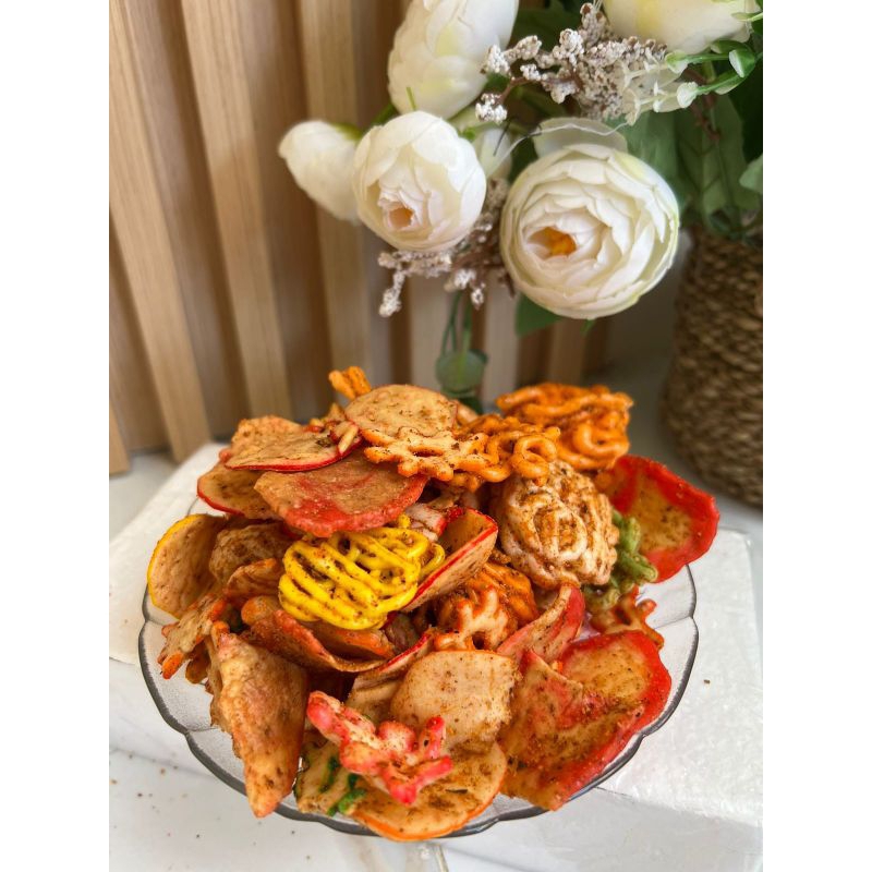 

Cemilan Seblak Kering Mix Rasa Jeruk Pedas Jeruk Balado Jeruk
