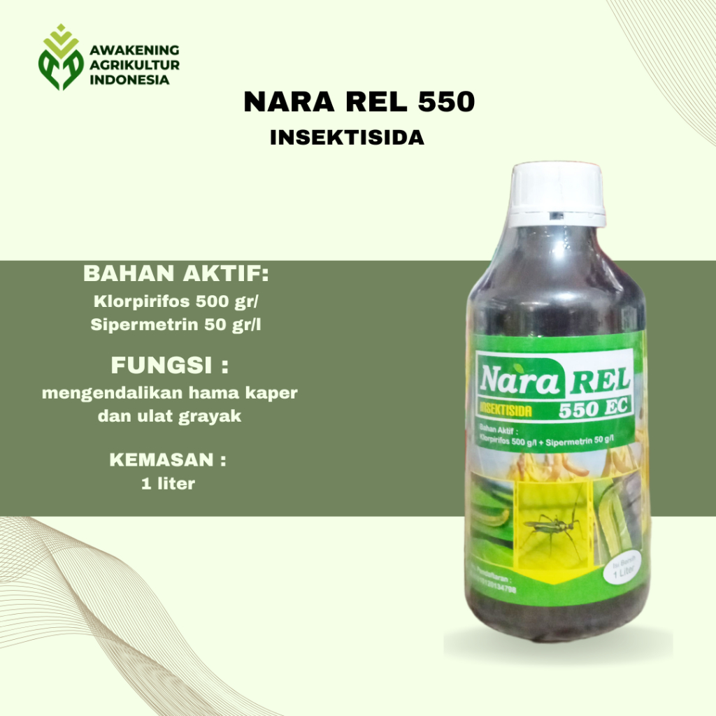 Insektisida Nararel /Nara rel 550 EC 1Liter ulat grayak untuk tanaman padi bawang merah ulat kaper