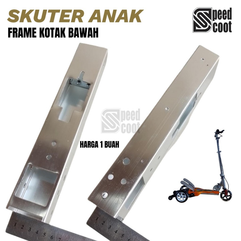 Frame Kotak Almunium Bawah Pijakan Kaki Skuter Anak Otoped Pedal Injak Roda 3 HP RMB