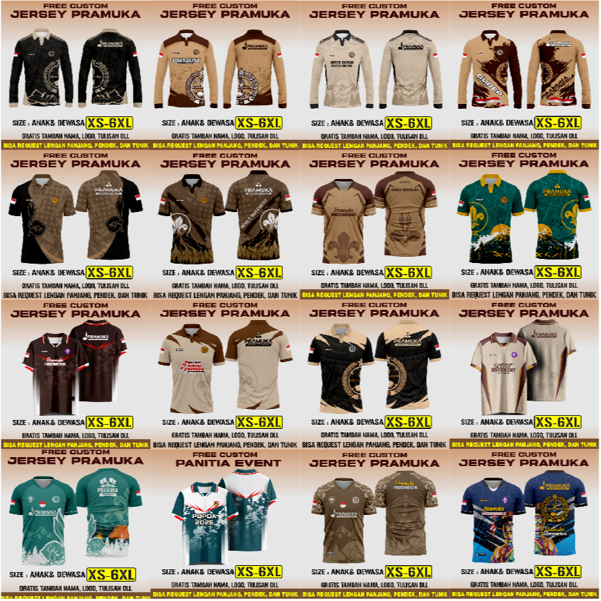 SAVANA  Katalog 9 Jersey PRAMUKA Pendek vnek dan kerah series / PEMBINA / PENGGALANG / BAJU PDL Cust