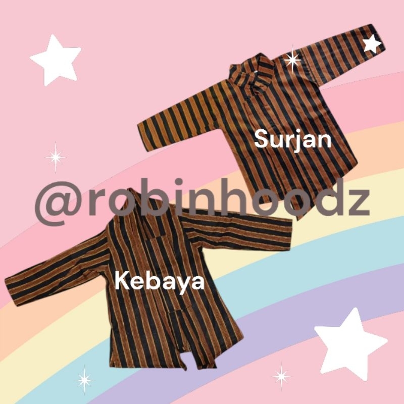 Surjan Baju Kebaya Lurik Anak Pria Wanita Karnaval Uk S,M,L,XL,XXL,XXXL  Ada
