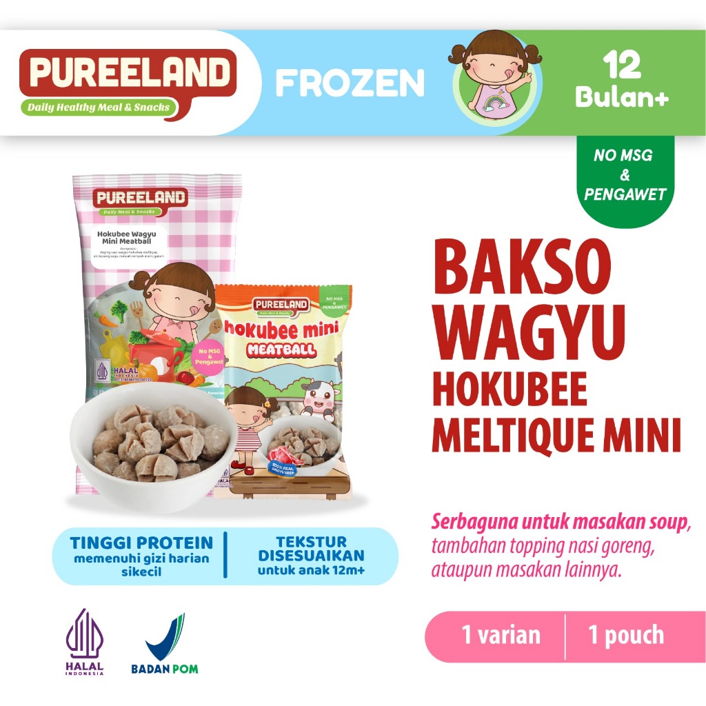 

Pureeland Wagyu Hokubee Meltique Mini Meatball / Bakso Wagyu Hokubee Meltique Mini / MPASI Bayi