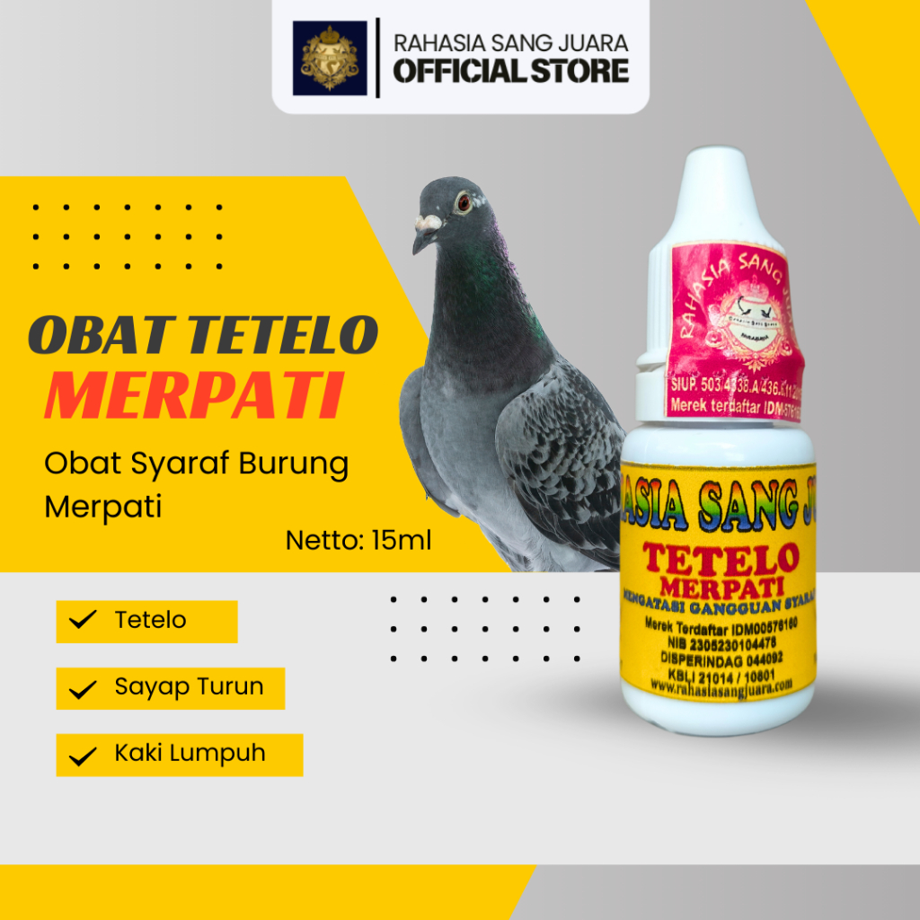 OBAT TETELO MERPATI SAYAP TURUN KAKI LUMPUH PADA BURUNG MERPATI DAN GANGGUAN SYARAF LAINNYA