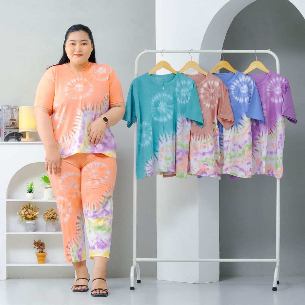 Daster Set Celana Panjang Jumbo LD130 Bahan Kaos Combed Premium