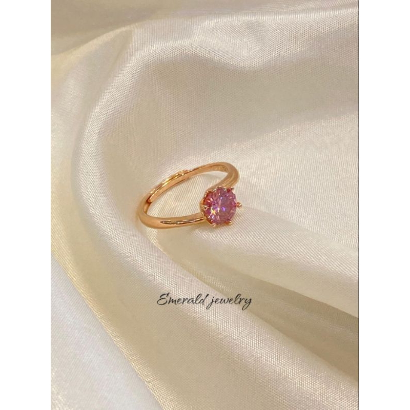 CINCIN PERAK 925 DIAMOND PINK ADJUSTABLE