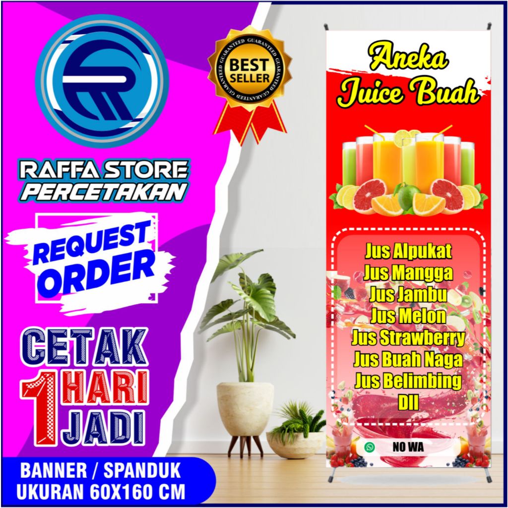 Aneka Juice Buah Banner Spanduk UKuran 60x160 CM