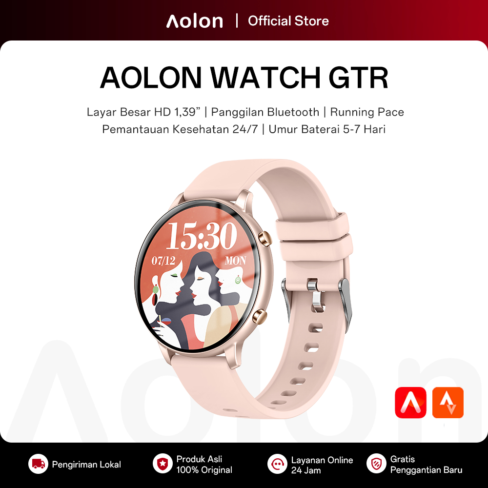 Aolon GTR Original SmartWatch Bluetooth Call Jam Tangan Pria Wanita Touch Screen Sports Fitness Hear