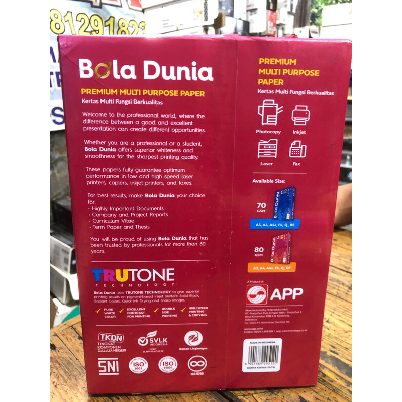 

Kertas A4 80gsm Bola dunia