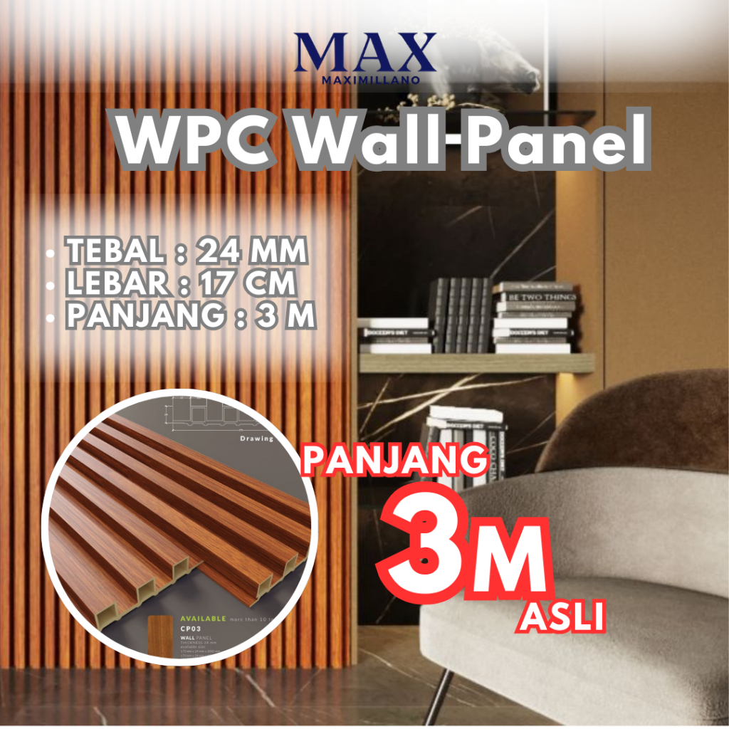 WPC Wood Wall Panel 3 METER x 16 CM ASLI WPC 10 PCS 1BOX Best Quality PVC / Dekorasi Dinding Aesteti