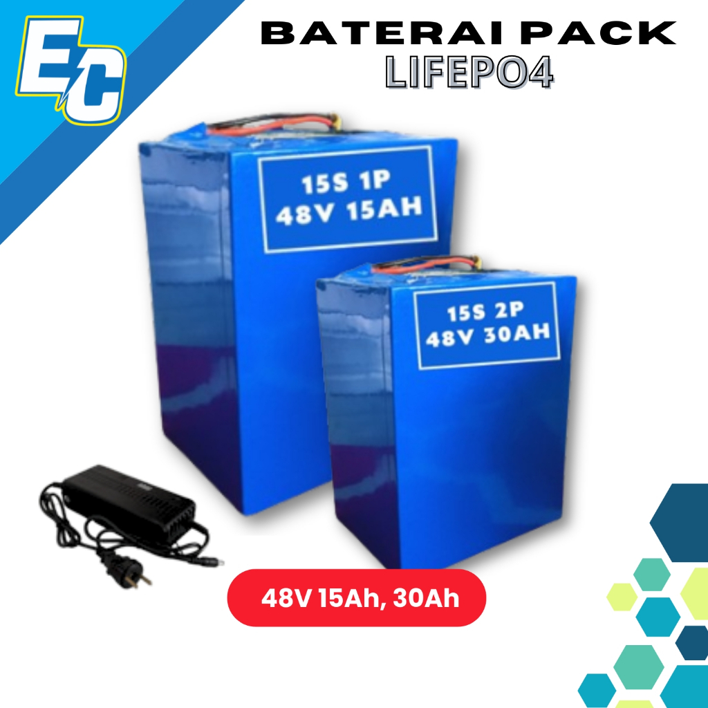 Baterai Lithium Lifepo4 Pengganti AKI SLA SELIS 48V 15Ah, 30Ah