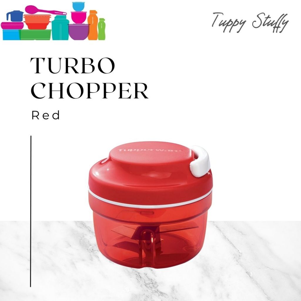 Tupperware Turbo Chopper set (1) -Red |Chopper manual ori tupperware/Pencincang cabai,bawang ori