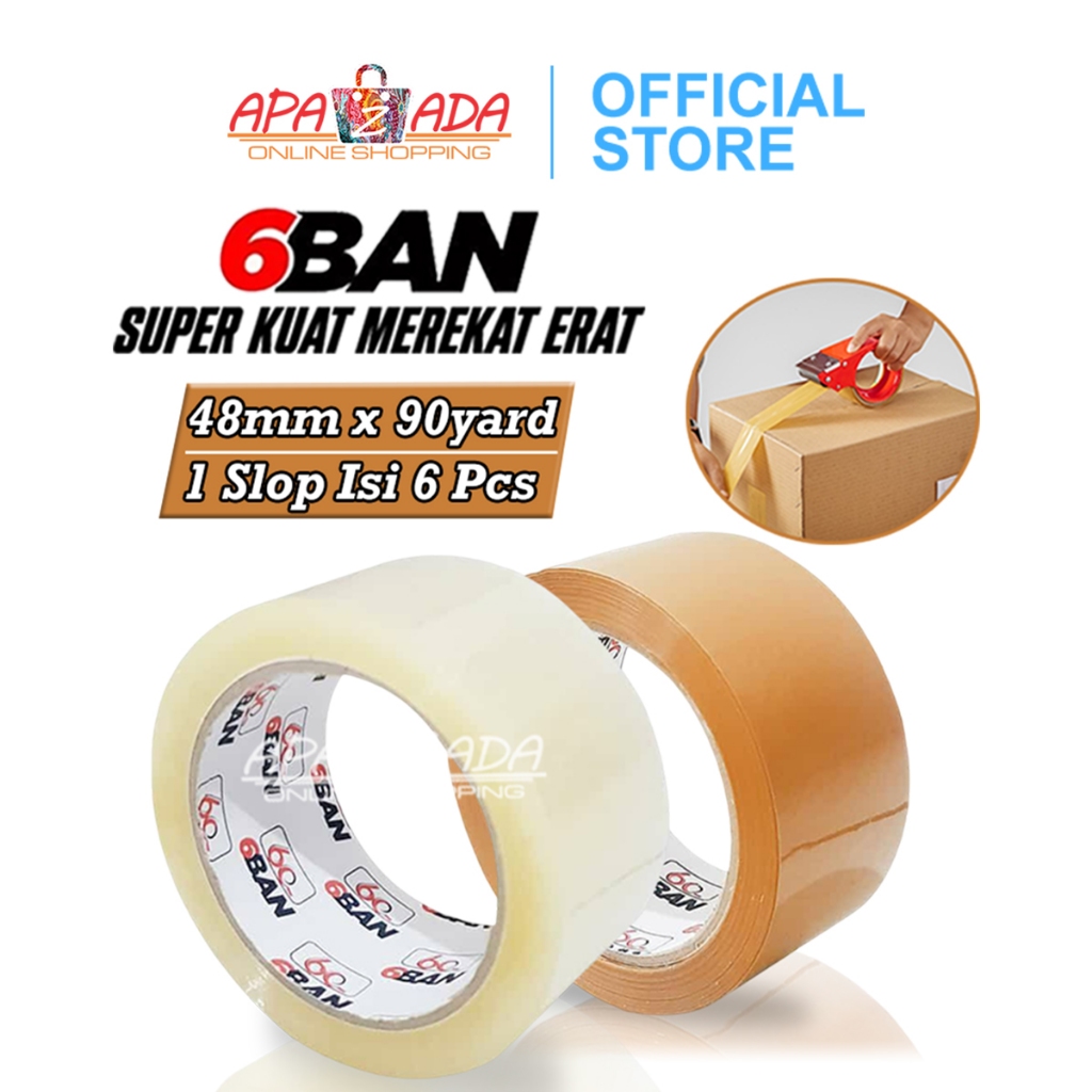 

Apazada - Lakban 6BAN Bening Dan Coklat Size 48mm x 90yard 6 Pcs / OPP Tape / Solatip Bening