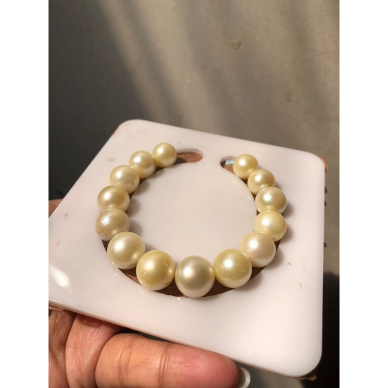 gelang full mutiara air laut cream grade A mutiara air laut