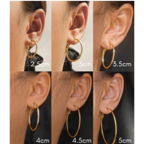 Anting Gipsy Polos Titanium Gold Anti Karat / Anting Bulat Gold / Anting Bulat