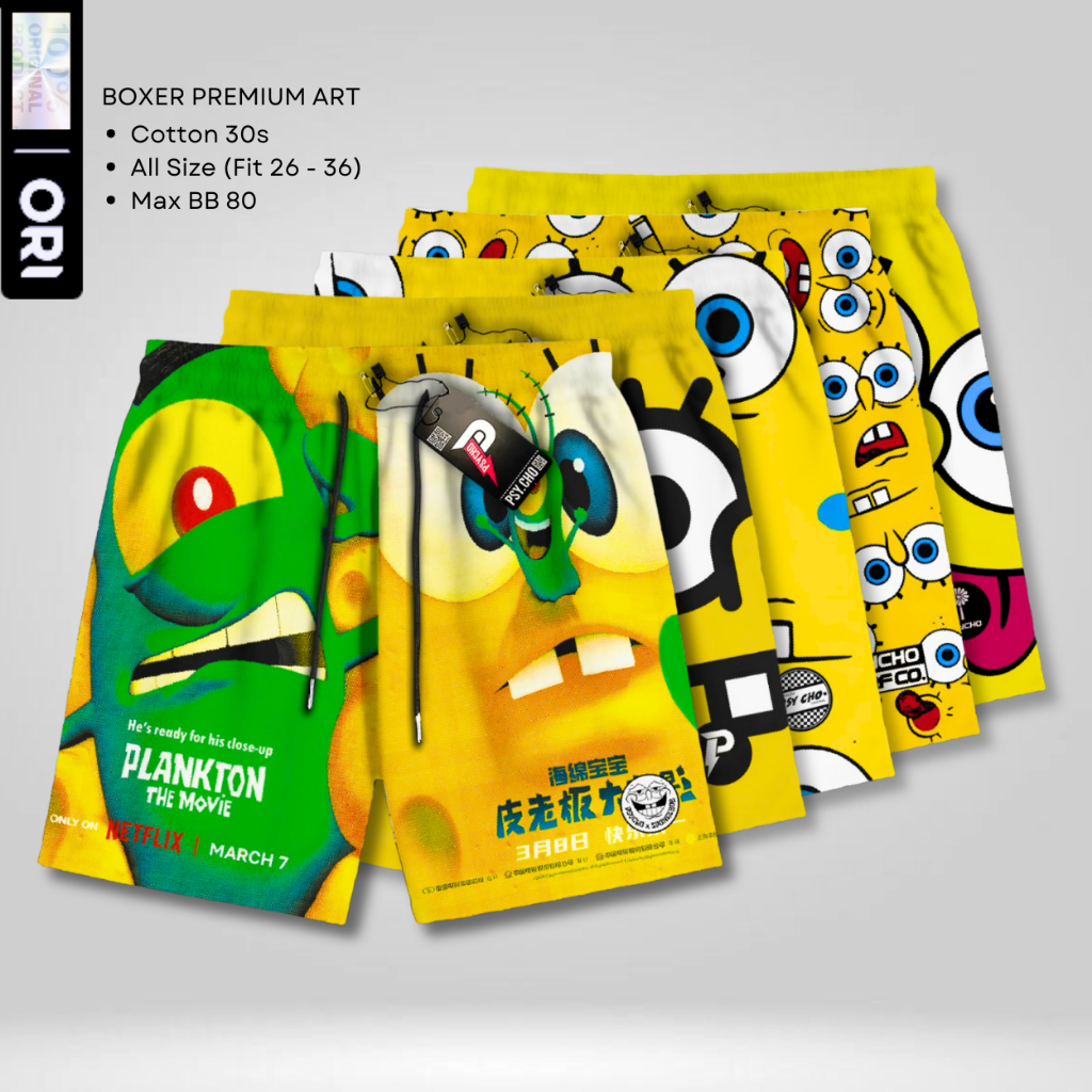 CTL-05 Boxer pria Grosir celana bokser kolor spongebob anime Celana pendek pantai pakaian dalam