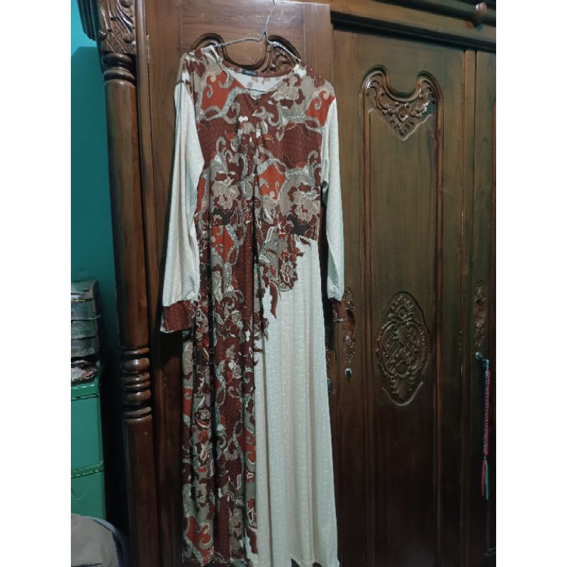 Gamis jersey motif batik preloved