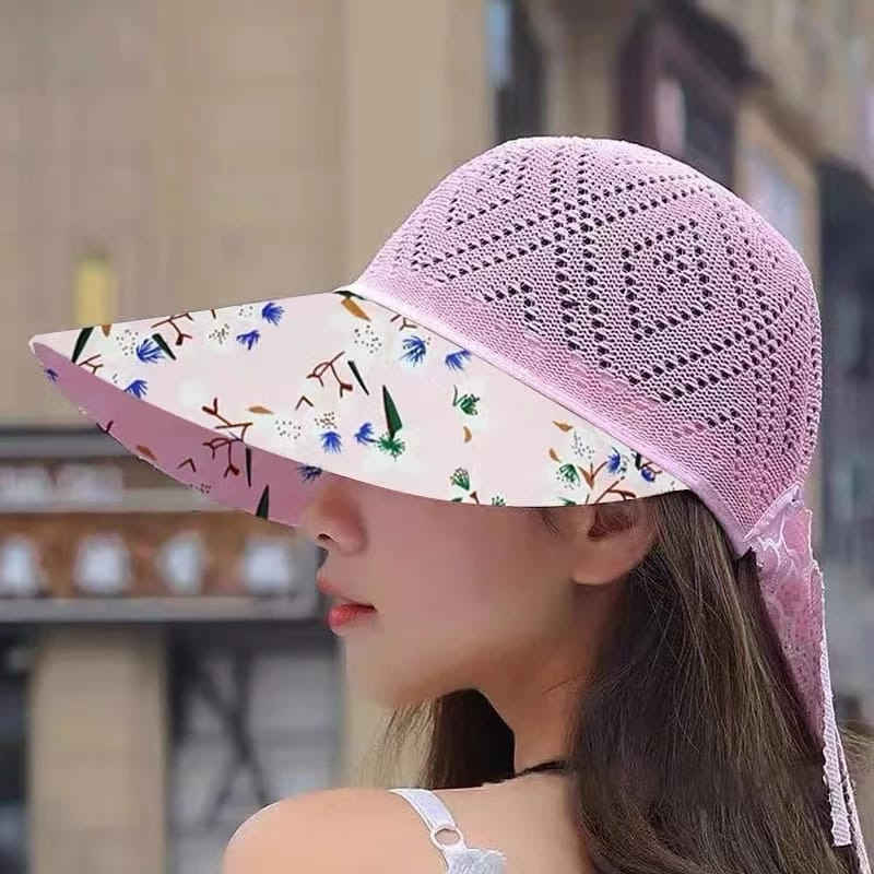 Topi Visor Pantai Wanita BUNGA MUSIM PANAS - Topi Pantai Wanita- Topi Berkebun - Topi Jogging Golf S