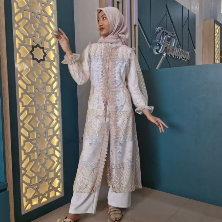 Outer Tunik Brokat Tile Wanita Kekinian