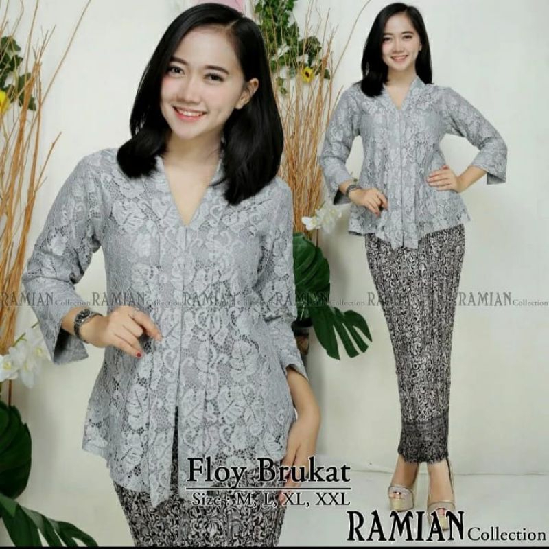 Set Kebaya Modern floy Brukat kartini Modern / Kebaya Brukat Lengan 7/8 terbaru / Kebaya Wisuda Rema