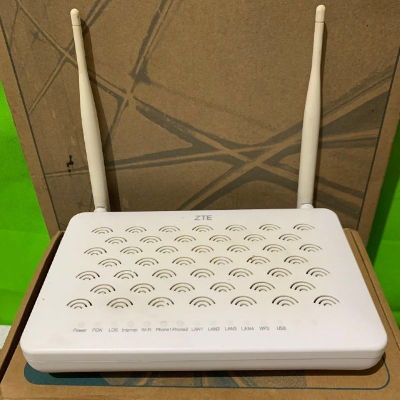 ZTE V1 F609 (Unit & Adaptor) Port Biru'Ijo GPON ONT ZXHN Wifi Router Single Band