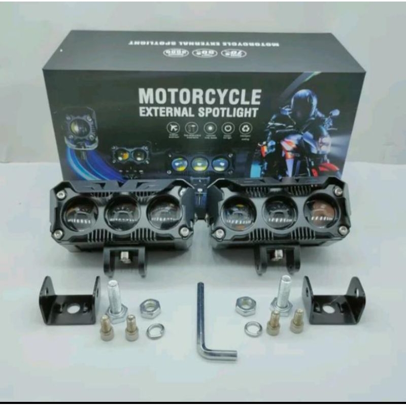 lampu sorot tembak laser foglamp SQL 3 mata superbright putih kuning