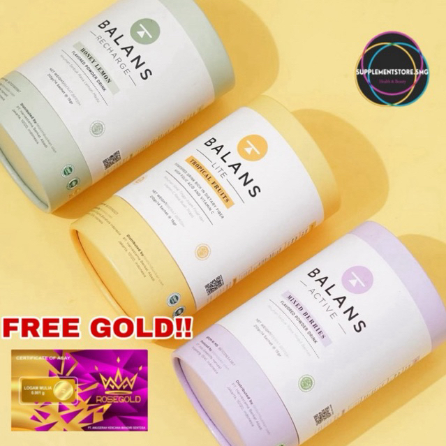 

(FREE GOLD!) 1 BOX 14 Sachet BALANS RECHARGE Honey Lemon/ LITE Tropical Fruit/ ACTIVE Mixed Berries Fiber Probiotics Drink Minuman Serat Detox Pelancar BAB Turun BB