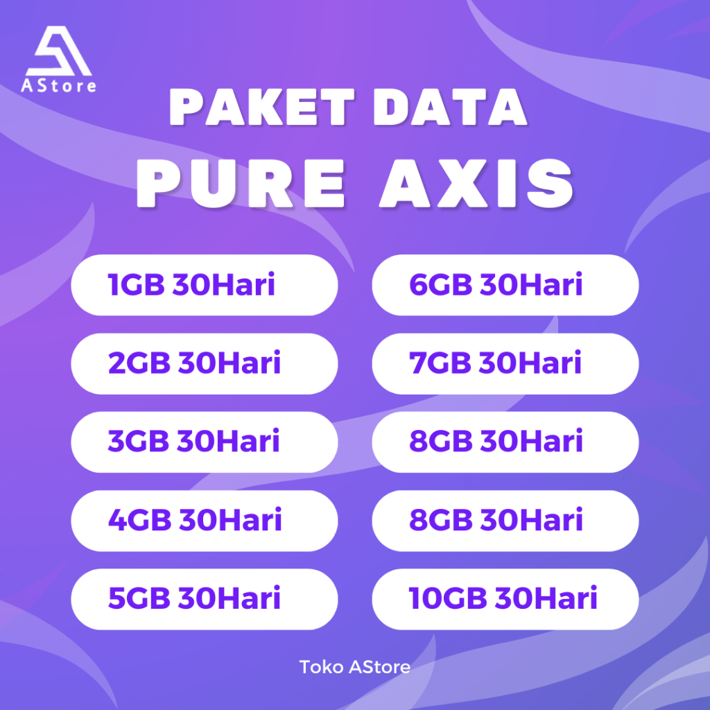 Paket Data Bronet / Data Pure Axis Promo | Full 24 Jam | 30 Hari & 60 Hari | All Zona 1 Gb 2 Gb 3 Gb
