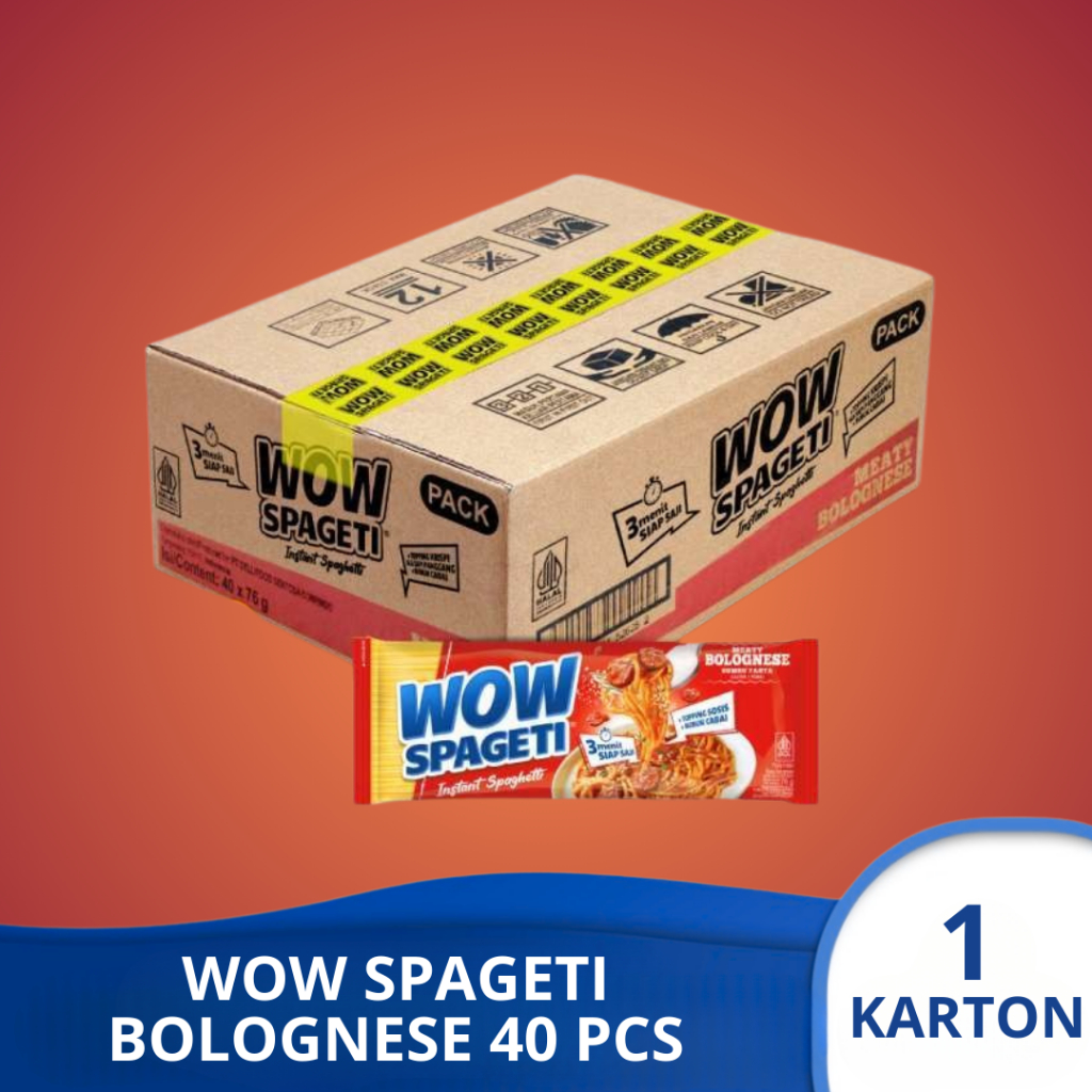 

(1 KARTON) WOW SPAGETI BOLOGNESE Pasta isi 40 pcs