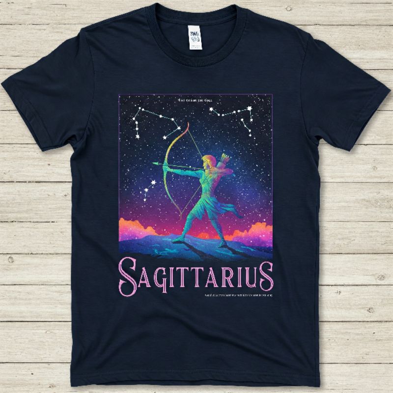 kaos baju pria dan wanita motif Zodiak Sagitarius