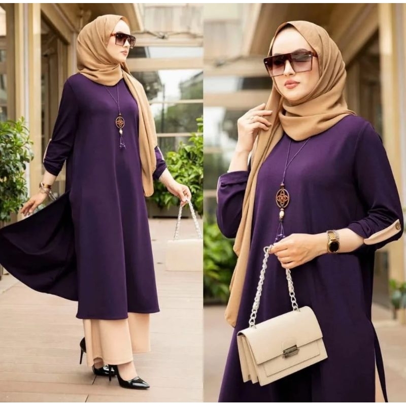 Baju Tunik Wanita Crinkle/Kemeja Long Tunik AllSize