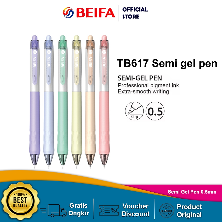 

Beifa Semi Gel Pen Soft Grip Smooth Writing Tinta Halus dan Lancar TB617