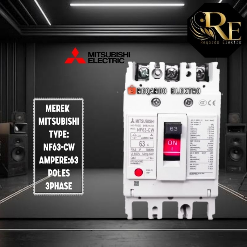 MCCB Breaker Mitsubishi NF63-CW 63A