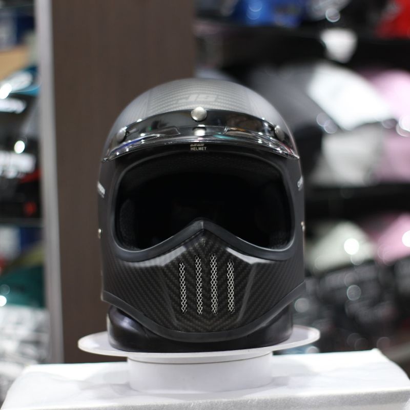 helm JS Cakil motif CARBON helm retro classic style original SNI