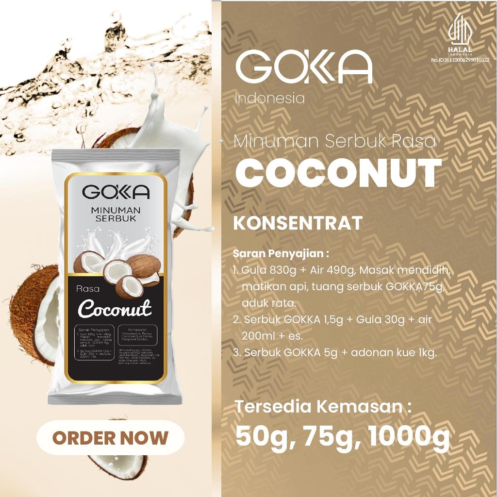 Minuman Bubuk Rasa Kelapa / Powder Coconut Gokka Kemasan 50gr