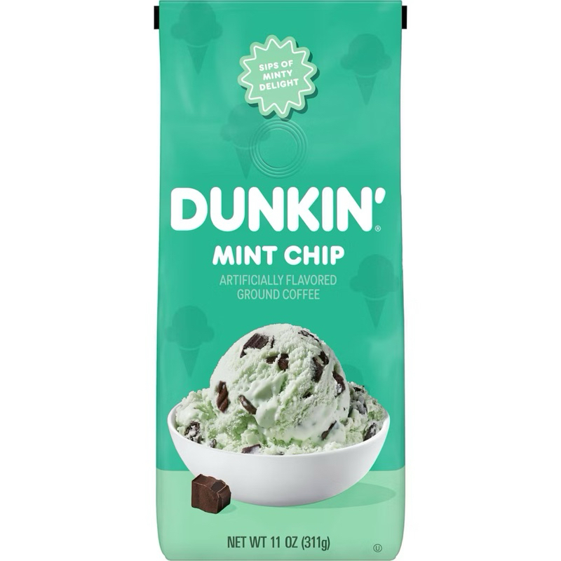 

Dunkin’ Mint Chip Flavored Dark Roast Ground Coffee 11oz