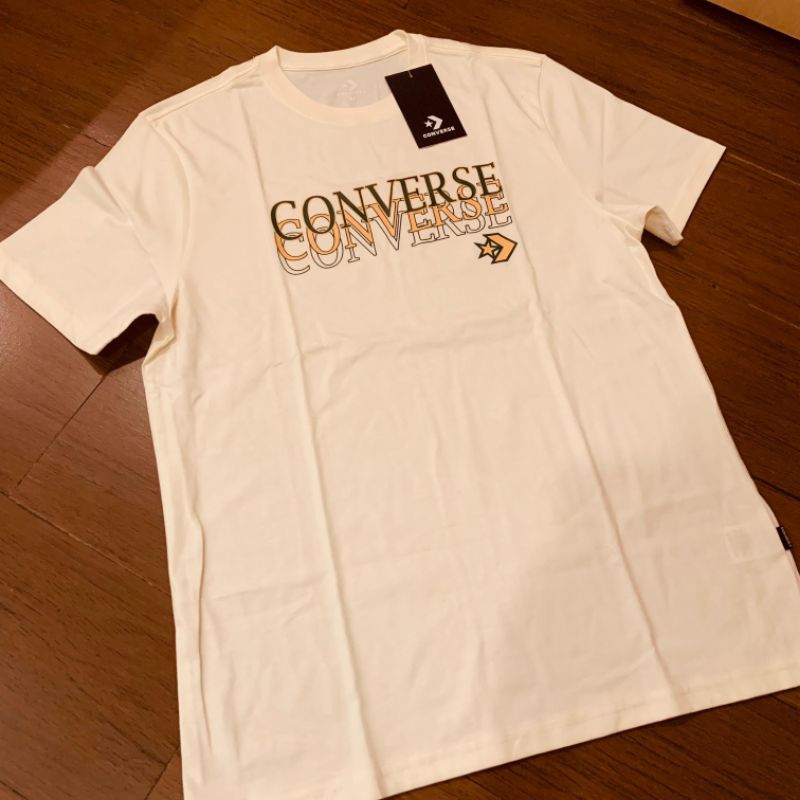 T-SHIRT CONVERSE LOGO CENTER LIST COSMIC LATTE ORIGINAL 100% RESMI MAP