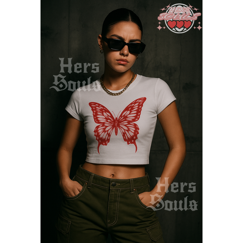 HersSoul Butterfly Crop Top Fit Body Katun Combed 24s