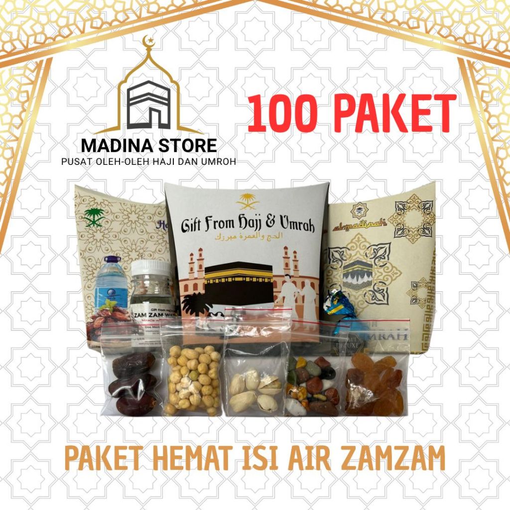 

Paket Hemat 100pcs Oleh-oleh Haji dan Umroh Paket 100 isi Air Zamzam