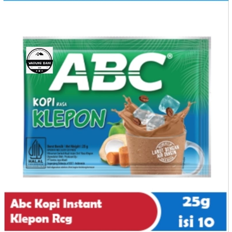 

Kopi ABC Klepon Minuman Kopi Bubuk Instan Klepon |1Sachet | 1Rcg 10x25g