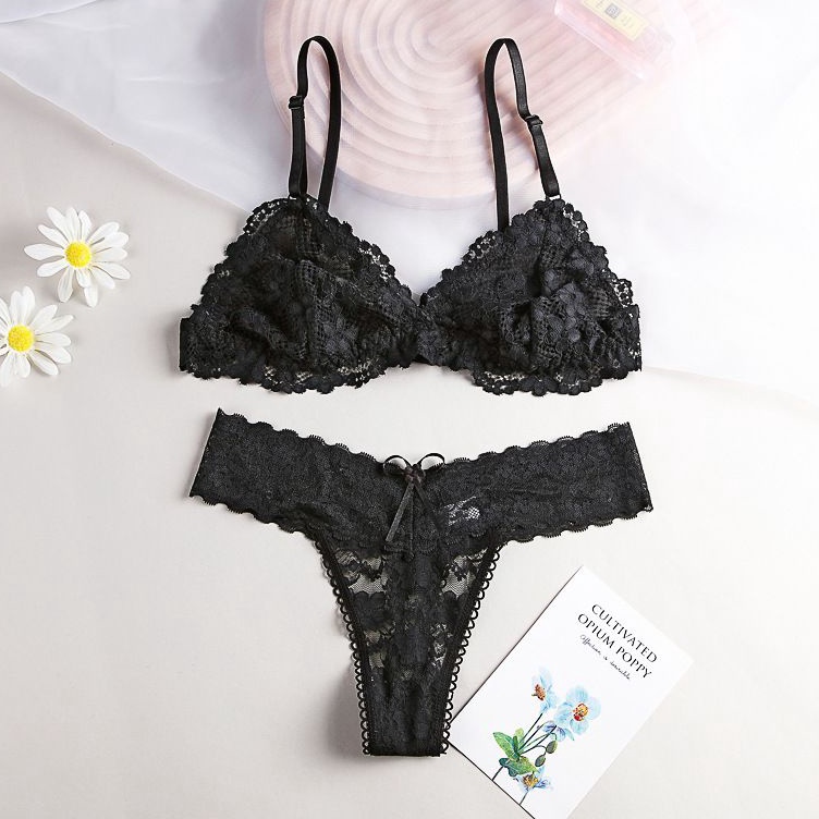 KODE N44I Emily Set Bra  Panties Setelan Dalaman Pakaian Dalam Wanita Renda Hot Lace Seksi Bra BH Ce