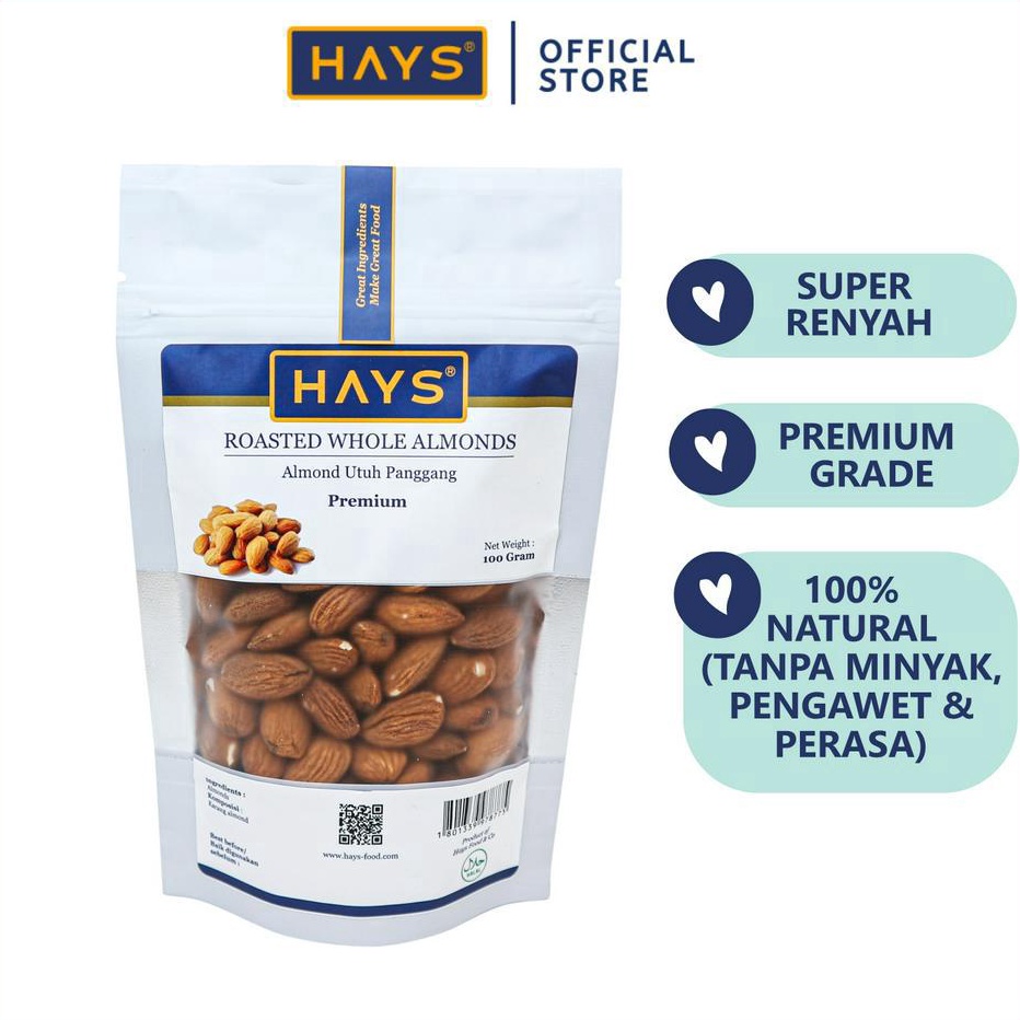 

Kekinian Almond Utuh Panggang Roasted Whole Almond HAYS