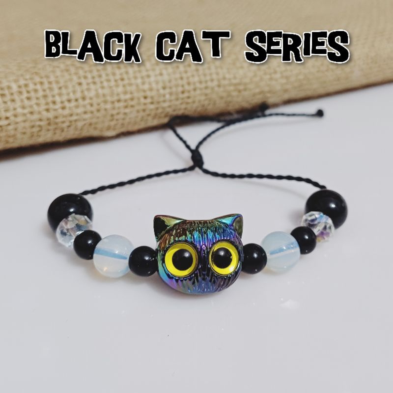 Gelang Batu Mata Kucing | Black Cat Series | Gelang Korea Kucing Hitam Premium