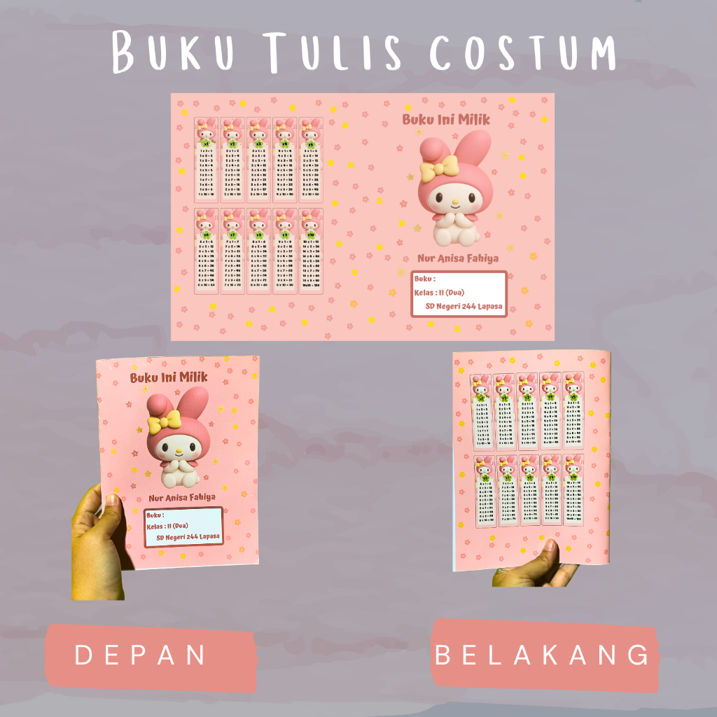 

Buku Tulis Custom Nama & Foto – 20 lembar| Buku Anak Sekolah / Kado / Notebook Personal
